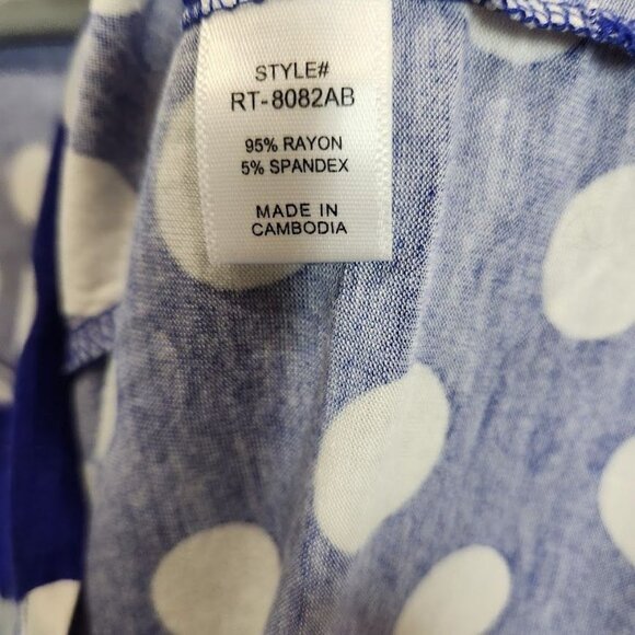 Shiela Rose Polka Dot‎ Scoop Neck Tank in Blue and WHite - Size 2X - Picture 7 of 8